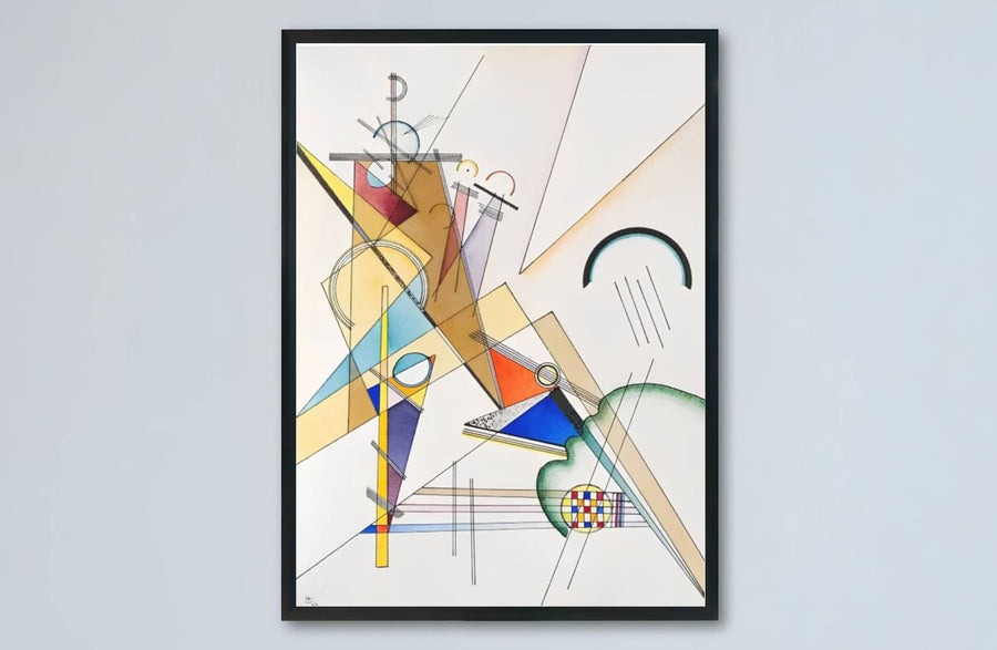 Evoking the quiet brilliance of 1920s modernist experimentation, this geometric Wassily Kandinsky Web Gewebe composition is a stunning addition to any refined art collection. MapYourDreams offers this masterpiece in customizable display options, ranging from minimalist unframed paper to handcrafted frames and gallery-quality canvas wraps.