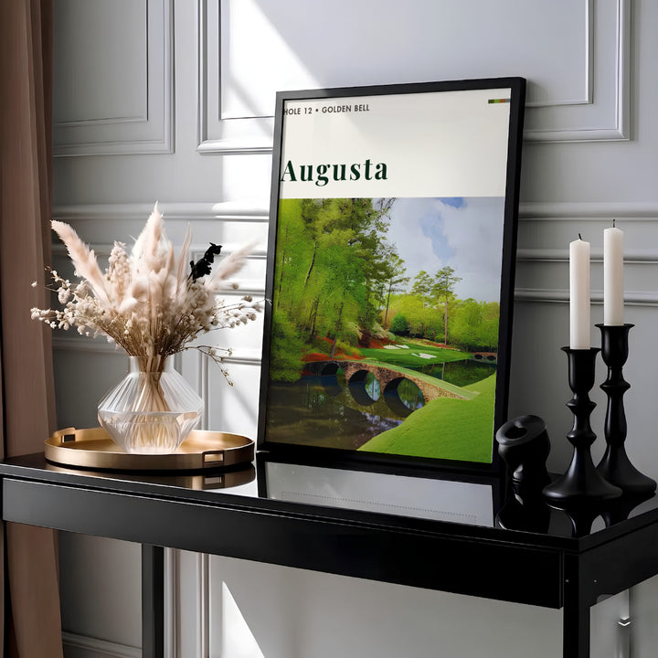 Augusta National Golf Course wall art depicting Hogan Bridge crossing Rae&