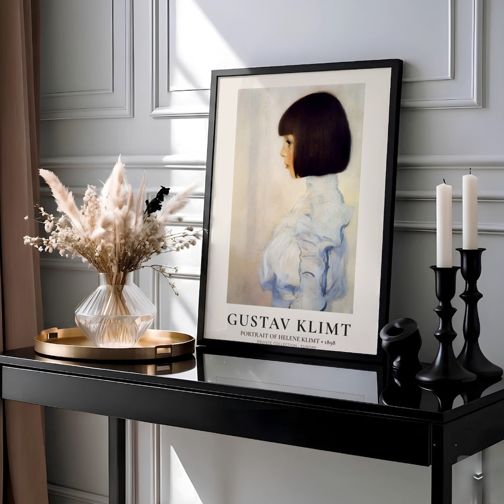 Vienna Secession profile poster print of Gustav Klimt Portrait Of Helene Klimt 1898 produced with subtle tone accuracy from a Private Collection in Europe. Buy high-definition framed prints, unframed paper wall poster decor, and gallery canvas choices directly from MapYourDreams shop.