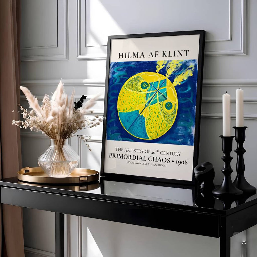 Framed by official Moderna Museet Stockholm text honoring Swedish visionary heritage, this expressive Primordial Chaos 1906 wall art by Hilma af Klint showcases supreme mastery over spatial rhythm and cosmic harmony. Offered by MapYourDreams, this artwork is available in flexible options including unframed paper, custom wooden frames, and gallery canvas wraps.