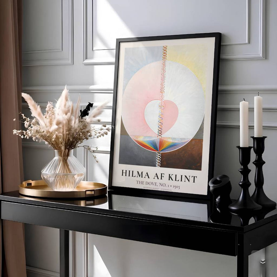 Framed by official Moderna Museet Stockholm text honoring Swedish visionary heritage, this expressive The Dove No 1 1915 wall art by Hilma af Klint showcases supreme mastery over spatial rhythm and spiritual harmony. Offered by MapYourDreams, this artwork is available in flexible options including unframed paper, custom wooden frames, and gallery canvas wraps.