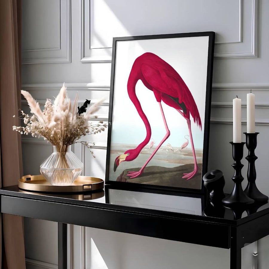 Framed by authentic 19th-century scientific publication text honoring avian heritage, this expressive American Flamingo 1838 wall art showcases supreme mastery over ornithological illustration. MapYourDreams provides this masterpiece in diverse display styles, ranging from delicate unframed paper posters and precision-crafted framed editions to deep, textured canvas centerpieces.