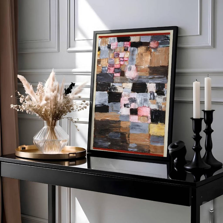 This evocative abstract composition featuring layered structural grids and urban motifs found in Ascent Of A Town 1930 highlights an intricate vertical rhythm radiating poetic harmony. Presented by MapYourDreams, this Paul Klee artwork can be selected in numerous display configurations, ranging from sleek unframed paper prints to beautifully crafted frames and premium stretched canvas wraps for modern home styling.