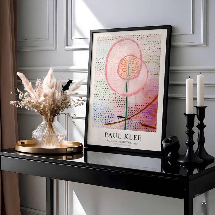 Framed by exhibition typography honoring the Kunstmuseum Basel holdings, this expressive Paul Klee Blossoming Detail (Blühend) 1934 wall art showcases supreme mastery over light, line, and botanical grace. Offered by MapYourDreams, this artwork is available in flexible options including unframed paper, custom wooden frames, and gallery canvas wraps.