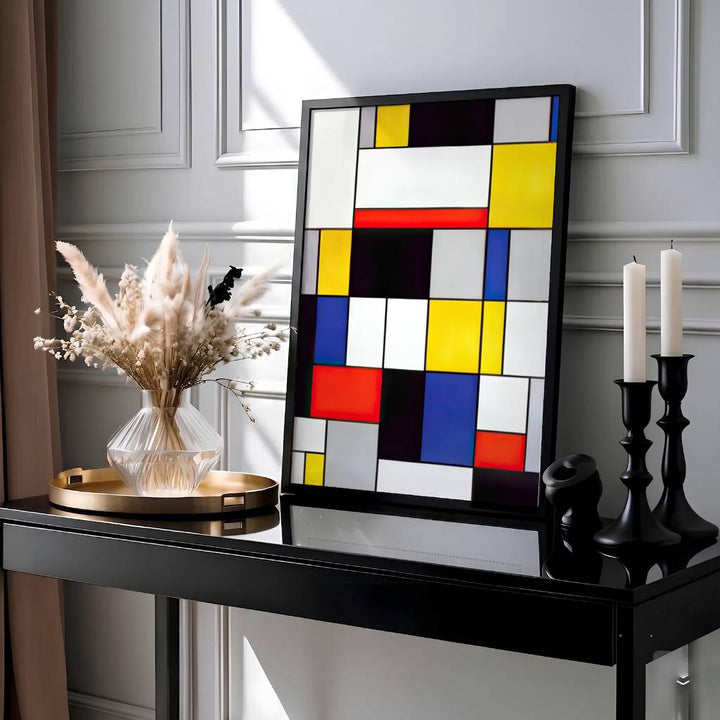 This evocative geometric composition by Piet Mondrian highlights rigorous vertical and horizontal grid lines radiating absolute balance and structural clarity within a clean pictorial field. Presented by MapYourDreams as an exquisite neoplasticism artwork, this abstract piece can be selected in numerous display configurations, ranging from sleek unframed paper prints to beautifully crafted frames and premium stretched canvas wraps for modern home styling.
