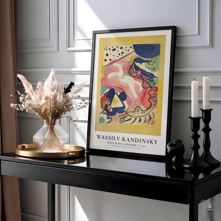 This evocative equestrian composition by Wassily Kandinsky highlights a dynamic white horse and rider radiating spiritual resonance and romantic energy within a fluid watercolor setting. Presented by MapYourDreams, this White Horse And Rider watercolor poster can be selected in numerous display configurations, ranging from sleek unframed paper prints to beautifully crafted frames and premium stretched canvas wraps for modern home styling.