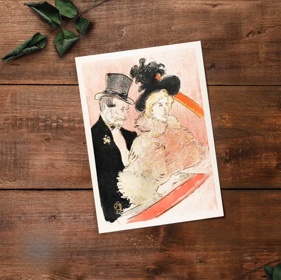 Historic French impressionist canvas print of At The Concert (1896), Henri de Toulouse-Lautrec with fine ink linework, created in a theater in Paris, France. Buy high-definition framed prints, unframed paper wall decor, and gallery canvas options directly from MapYourDreams.