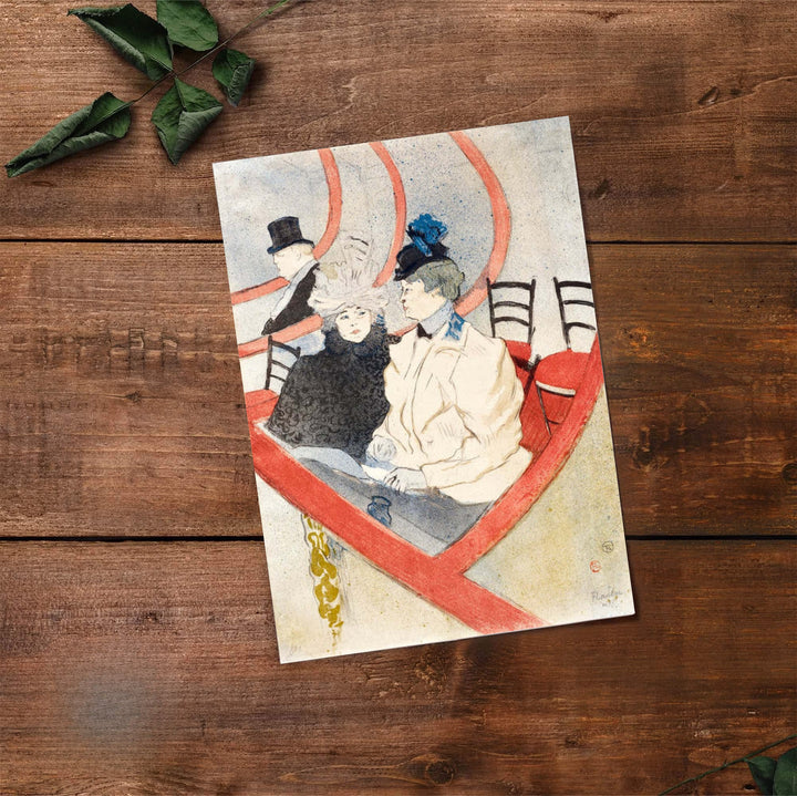 Fine art travel poster style print of Box In The Grand Tier (1897), Henri de Toulouse-Lautrec depicting an opera box view in Paris, France. Select premium framed wall art, unframed paper prints, and stretched canvas decor options at MapYourDreams for an eye-catching focal point.