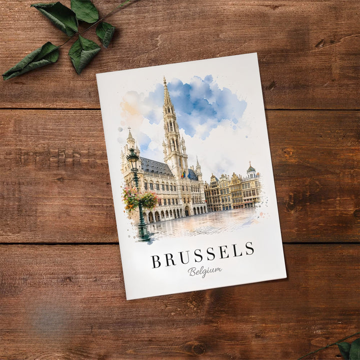 Fine art travel print presenting a subtle and elegant depiction of the world-famous plaza of Brussels Grand Place in Belgium. Offered by MapYourDreams, this artwork is available in flexible options including unframed paper, custom wooden frames, and gallery canvas wraps.