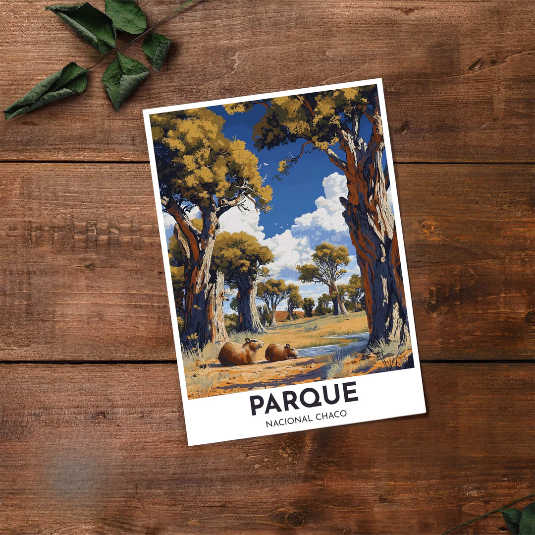 Artistic capybara illustration capturing the peaceful wilderness atmosphere of Argentina&