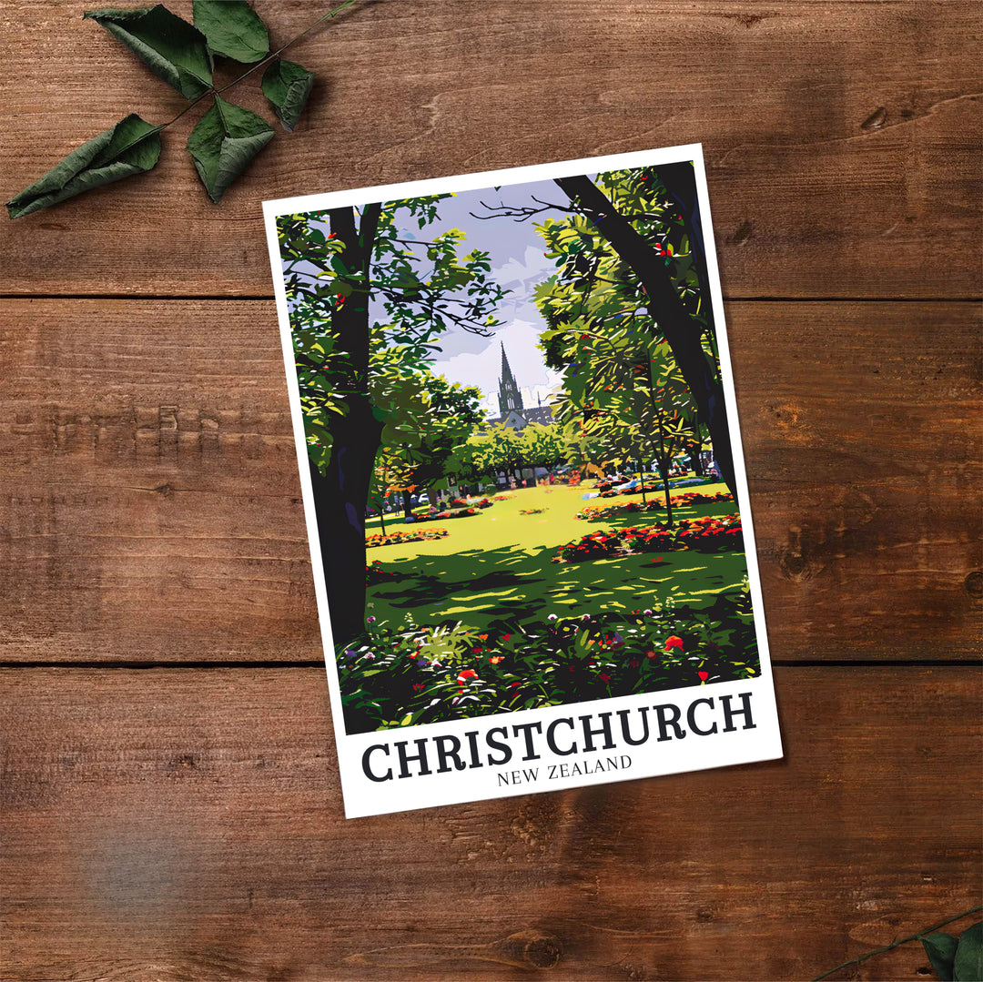 New Zealand landscape scenery and clean location typography highlight this Christchurch Botanic Gardens print. Select premium framed, unframed, and canvas options at MapYourDreams to enhance decor.
