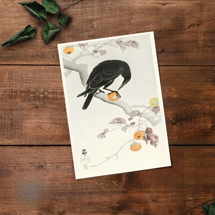 Dark academia crow canvas print showcasing Ohara Koson vintage 1900 1910 Japanese artwork from Kyoto collections. Buy high-definition framed, unframed, and canvas poster prints directly from MapYourDreams.