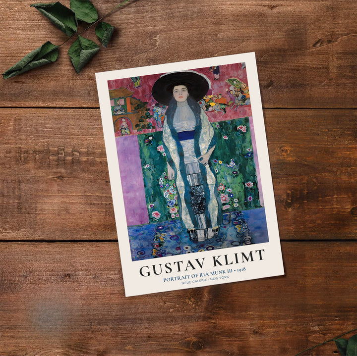 Vintage Viennese portrait print of Gustav Klimt Portrait Of Ria Munk III 1918 highlighting authentic 1918 masterpiece artwork from Neue Galerie New York. Discover custom framed prints, unframed poster options, and stretched canvas wall decor at MapYourDreams for stylish home spaces.