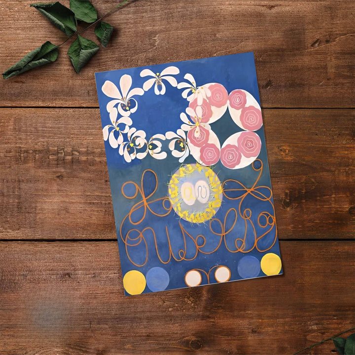 Designed to elevate contemporary home decor with an intellectual edge, this Stockholm-linked The Ten Largest No 1 Childhood 1907 decor piece by Hilma af Klint pairs deep indigo with warm gold. Offered by MapYourDreams, this artwork is available in flexible options including unframed paper, custom wooden frames, and gallery canvas wraps.