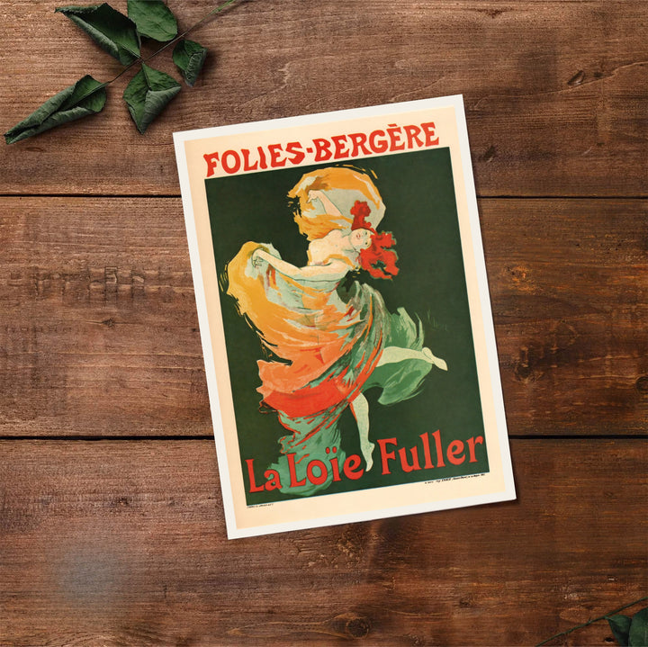 Historic French fine art print Folies Bergère La Loïe Fuller by artist Jules Chéret with authentic artist signature detail in Paris France. Select premium framed, unframed, and canvas wall decor options at MapYourDreams.