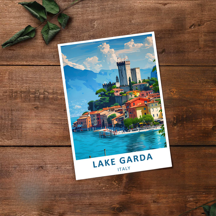 Lake Garda Italy Travel Poster | Malcesine Castle Wall Art