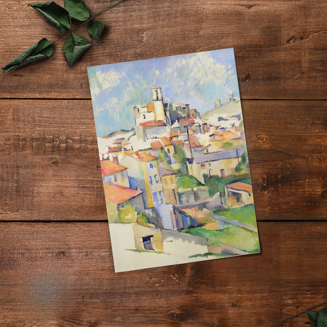 Classical art print of Paul Cezanne Gardanne 1885 showing a hill town clustered beneath a bell tower in Gardanne France. Select premium framed wall art, unframed paper prints, and stretched canvas decor options at MapYourDreams for an eye-catching focal point in your hall.