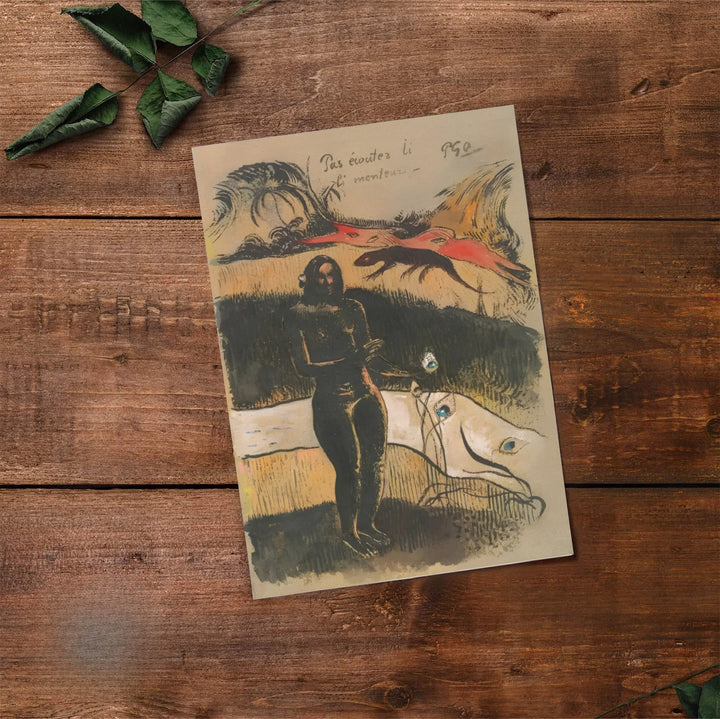 Classic French impressionism wall art print of Paul Gauguin Delightful Land Nave Nave Fenua 1894 showing native figures created in Tahiti, French Polynesia. Select premium framed wall art, unframed paper prints, and stretched canvas decor options at MapYourDreams for an eye-catching focal point.