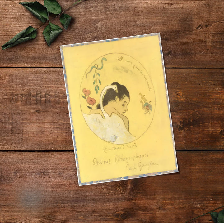 Classic French impressionism wall art print of Paul Gauguin Design For A Plate 1889 showing swan mythology created in Brittany, France. Select premium framed wall art, unframed paper prints, and stretched canvas decor options at MapYourDreams for an eye-catching focal point.