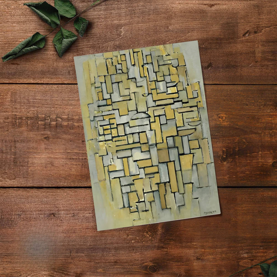 The subtle luminosity and clean graphic contrast in this 1913 Piet Mondrian abstract portrayal offer a captivating visual focal point for living rooms, dining areas, and studies. Available via MapYourDreams, this wall decor comes in versatile formats, including unframed archival posters, custom picture frames, and stretched canvas wraps designed to enhance your home decor.