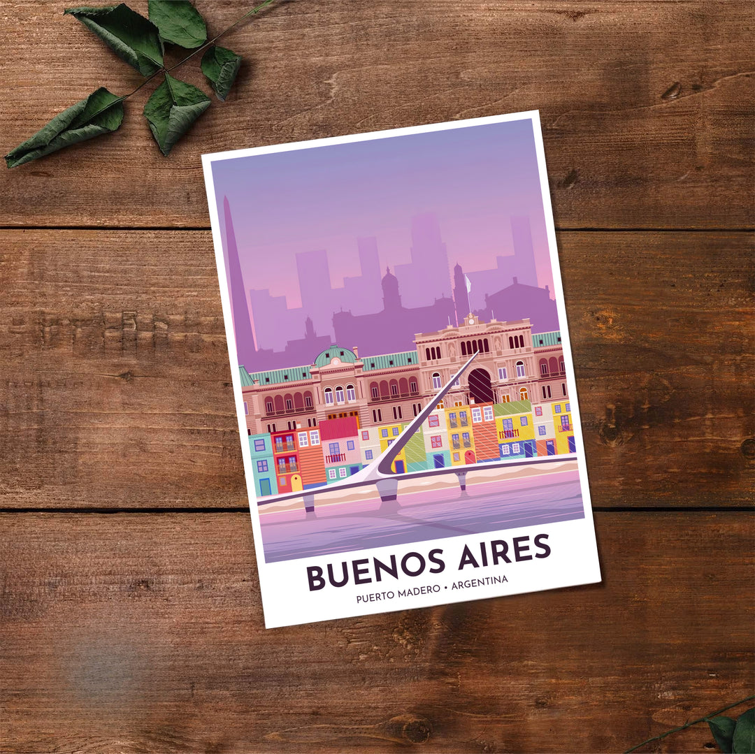 Illuminated by soft twilight colors across Buenos Aires, this Puerto Madero wall decor celebrates iconic Argentine culture and urban design, brought to life by MapYourDreams across unframed art paper, custom wood frames, and gallery canvas wraps.