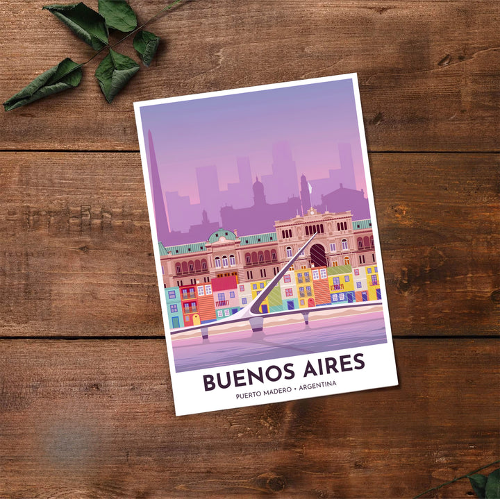 Illuminated by soft twilight colors across Buenos Aires, this Puerto Madero wall decor celebrates iconic Argentine culture and urban design, brought to life by MapYourDreams across unframed art paper, custom wood frames, and gallery canvas wraps.