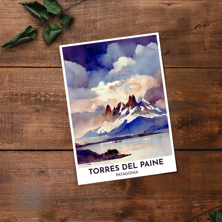 Illuminated by soft golden sunlight through mist, this Torres del Paine wall decor celebrates iconic alpine scenery, brought to life by MapYourDreams across unframed art paper, custom wood frames, and gallery canvas wraps.