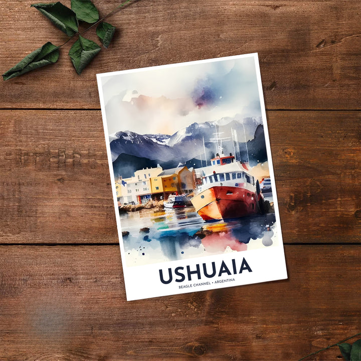 Illuminated by soft pastel sunlight across Tierra del Fuego, this Ushuaia port wall decor celebrates iconic maritime landscapes, brought to life by MapYourDreams across unframed art paper, custom wood frames, and gallery canvas wraps.