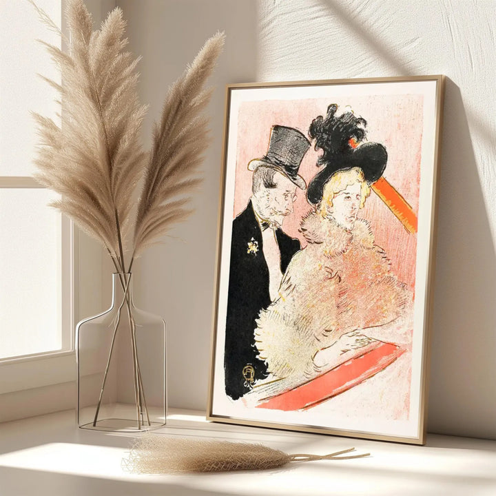Fine art impressionist travel poster style print of At The Concert (1896), Henri de Toulouse-Lautrec depicting French society in Paris, France. Select premium framed wall art, unframed paper prints, and stretched canvas decor options at MapYourDreams for stylish room setups.