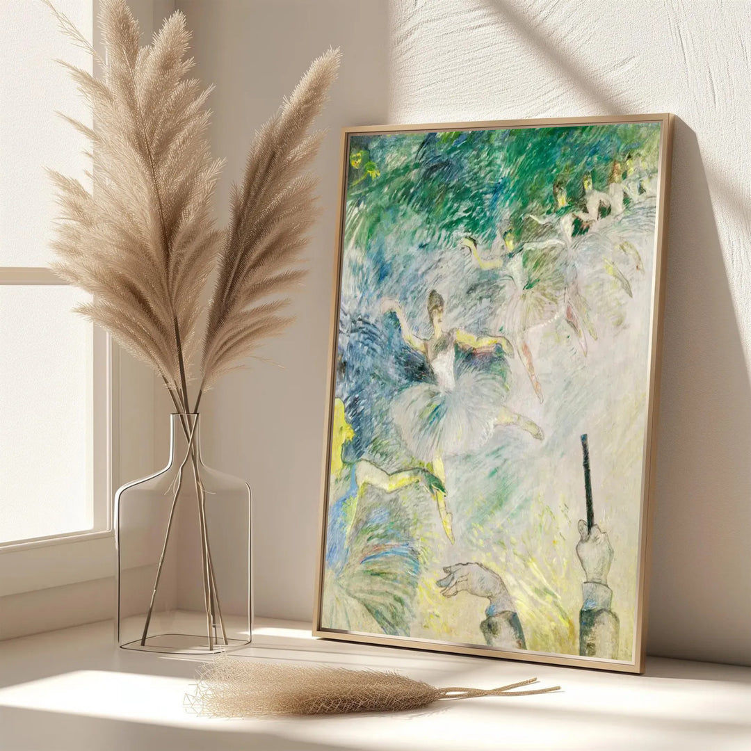 Elegant French vintage theater poster of Ballet Dancers, Henri de Toulouse-Lautrec showing a classical ballet performance in Paris, France. MapYourDreams features custom framed prints, unframed paper wall decor, and gallery canvas choices for artistic interior decoration.