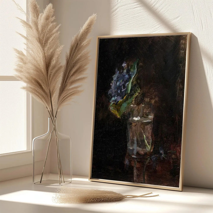 Elegant French vintage botanical poster of Bouquet Of Violets In A Vase (1882), Henri de Toulouse-Lautrec showing a classical floral arrangement in Paris, France. MapYourDreams features custom framed prints, unframed paper wall decor, and gallery canvas choices for artistic decor.