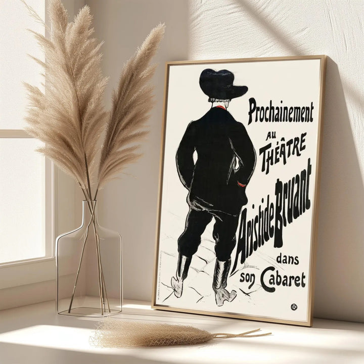 Fine art travel poster style print of Bruant Au Mirliton (1894), Henri de Toulouse-Lautrec depicting Aristide Bruant at Le Mirliton in Paris, France. Select premium framed wall art, unframed paper prints, and stretched canvas decor options at MapYourDreams for a focal point.