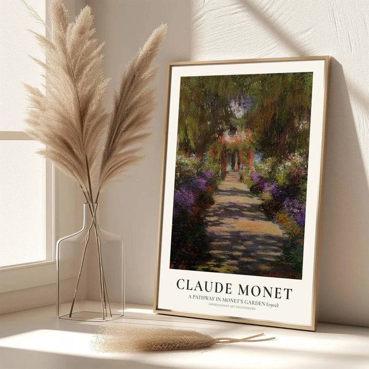 Echoing the sophisticated atmosphere of global design archives and impressionist galleries in Paris, France, this captivating A Pathway In Monets Garden 1902 print honors landscape painting&