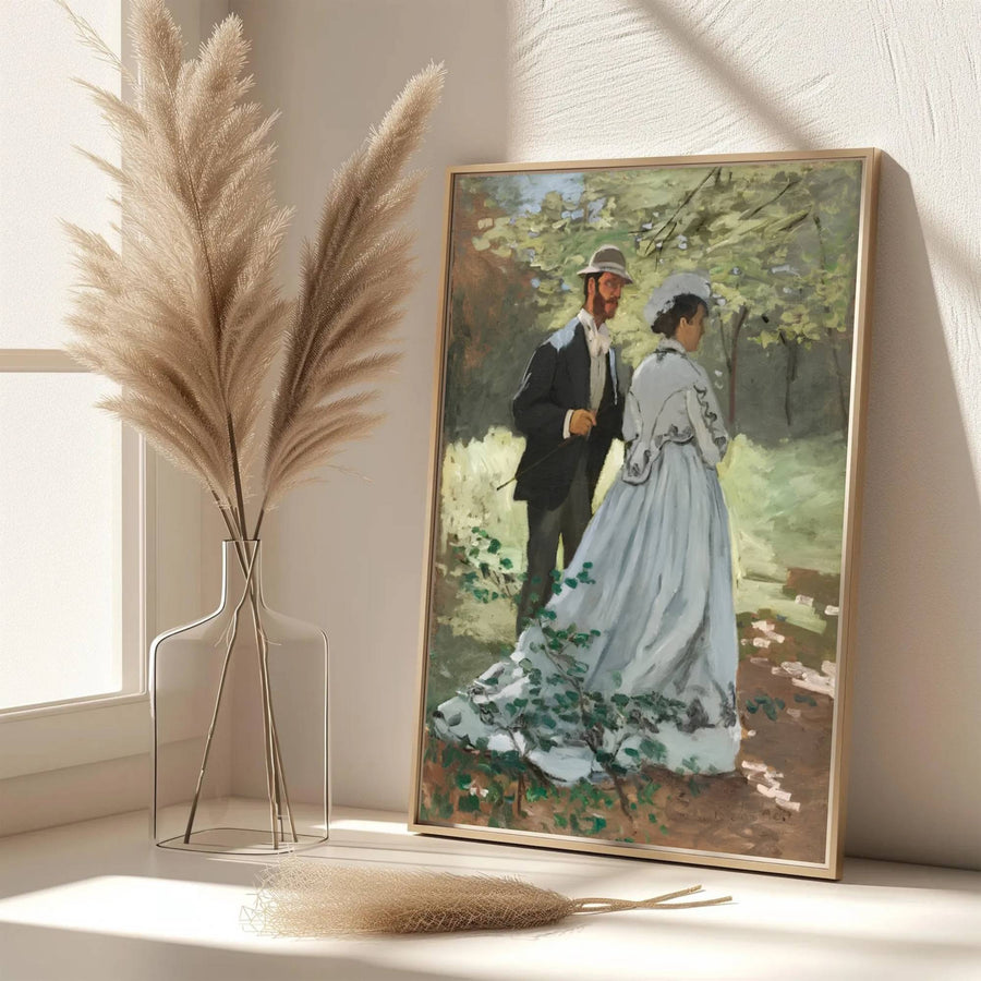 Echoing the sophisticated atmosphere of global design archives and impressionist galleries in Washington, D.C., USA, this captivating Bazille And Camille 1865 print honors figure painting&