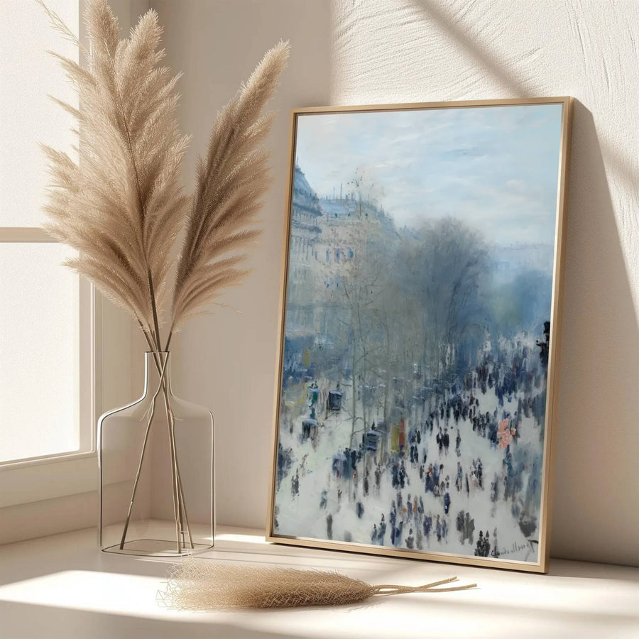Echoing the sophisticated atmosphere of global design archives and impressionist galleries in Moscow, Russia, this captivating Boulevard Des Capucines 1873 print honors cityscape painting&