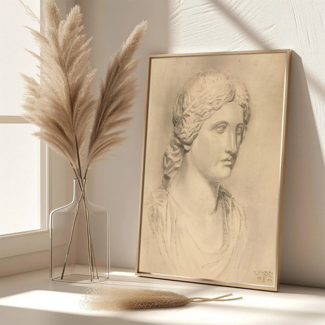 Museum collection sketch poster of Egon Schiele Antique Bust 1906 at Leopold Museum Vienna on textured sepia paper finish. MapYourDreams delivers archival framed wall art, unframed paper poster prints, and gallery canvas wall decor for timeless home and office decorating projects.