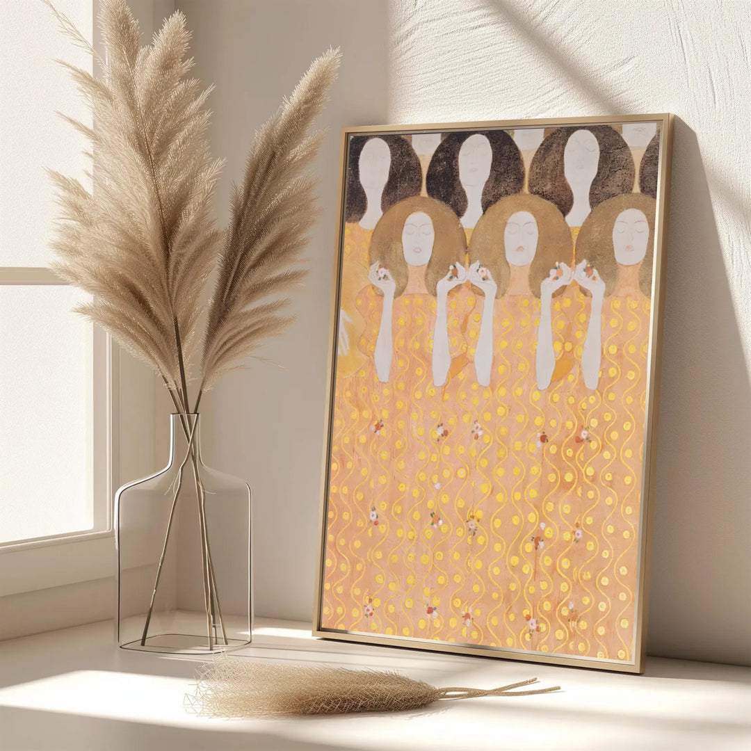 Elegant exhibition wall art print of Gustav Klimt Beethoven Frieze Secession Building Vienna 1902 displaying original 1902 artwork from Vienna, Austria. MapYourDreams features custom framed prints, unframed paper wall decor, and gallery canvas options for refined home wall layouts.