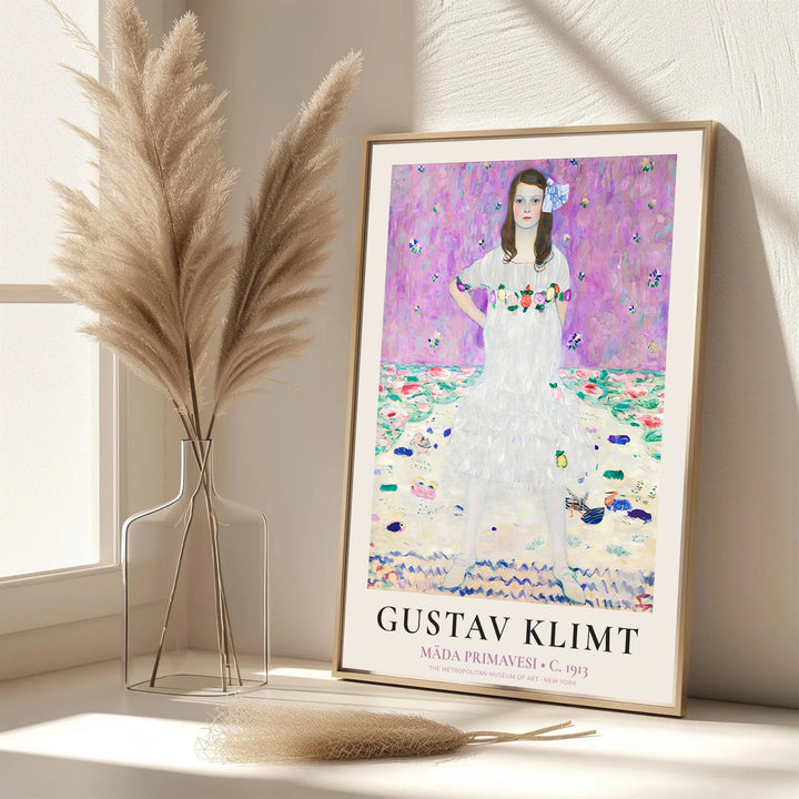 Elegant museum wall art poster of Gustav Klimt Mada Primavesi 1913 displaying original 1913 portraiture from The Metropolitan Museum of Art in New York. MapYourDreams features custom framed prints, unframed paper wall poster decor, and gallery canvas options for modern room layouts.