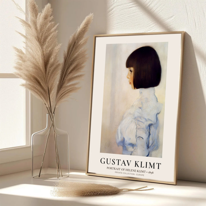 Elegant exhibition wall art poster of Gustav Klimt Portrait Of Helene Klimt 1898 displaying original 1898 portrait painting from a Private Collection in Europe. MapYourDreams features custom framed prints, unframed paper wall poster decor, and gallery canvas options for modern room layouts.