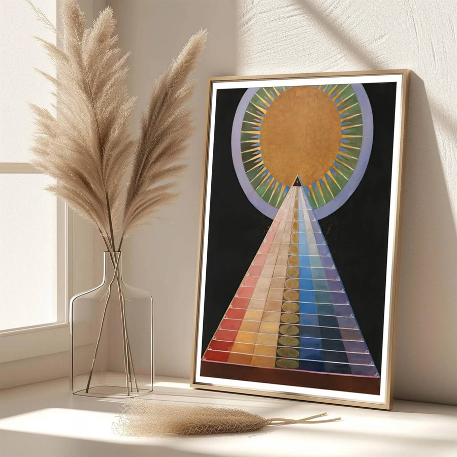Echoing the sophisticated atmosphere of European design archives and spiritual galleries, this captivating Hilma af Klint Group X Altarpiece poster honors the enduring legacy of early modernism&
