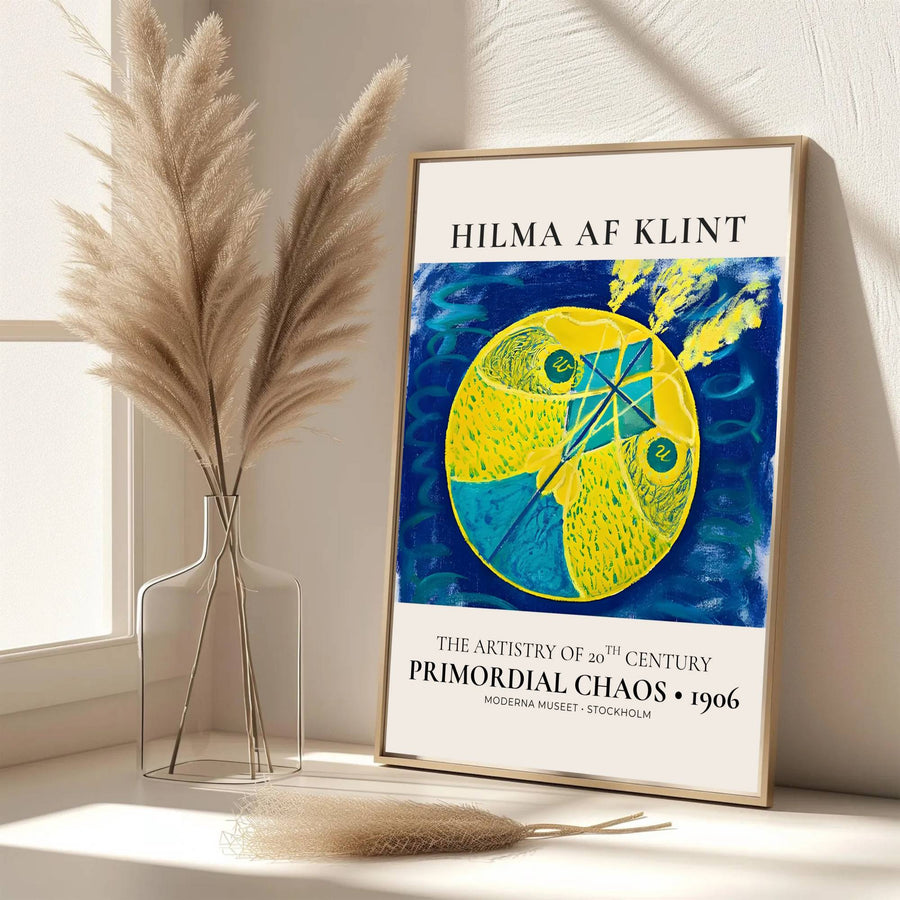 Echoing the sophisticated atmosphere of Swedish design archives and Stockholm galleries, this captivating Primordial Chaos 1906 poster by Hilma af Klint honors early modernism&