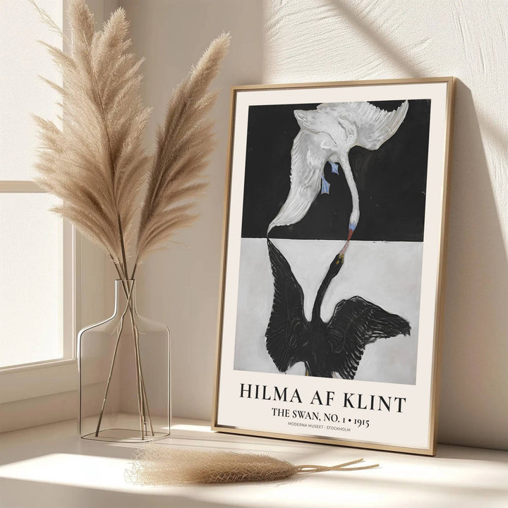 Echoing the sophisticated atmosphere of Swedish design archives and Stockholm galleries, this captivating The Swan No 1 1915 poster by Hilma af Klint honors early modernism&