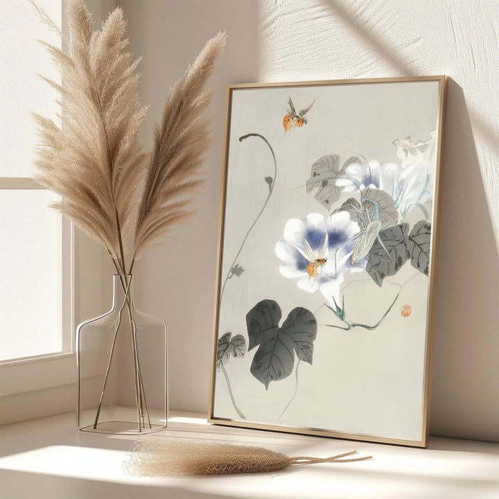 Historic 1900 1930 Japanese floral print by artist Ohara Koson with Ohara Koson signature seal reflecting Tokyo printmaking traditions. Select premium framed, unframed, and canvas wall decor options at MapYourDreams.