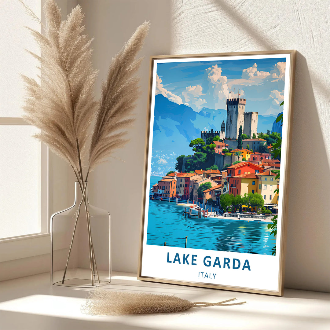 Lake Garda Italy Travel Poster | Malcesine Castle Wall Art