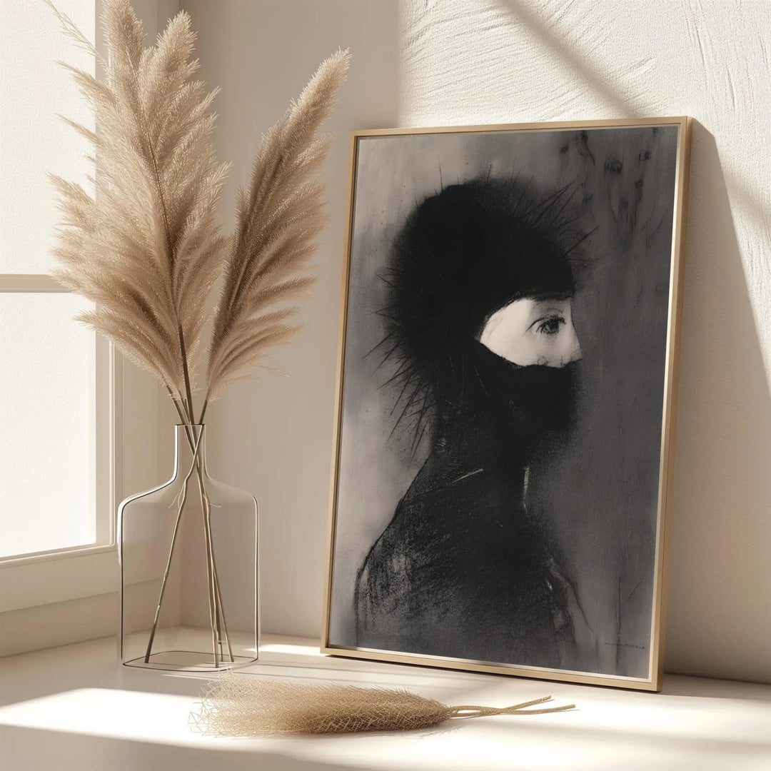 Elegant profile portrait study of Odilon Redon Armor 1891 in The Metropolitan Museum of Art in New York City with an authentic vintage lithograph finish. MapYourDreams features custom framed prints, unframed paper wall decor, and gallery canvas options for study rooms and living areas.