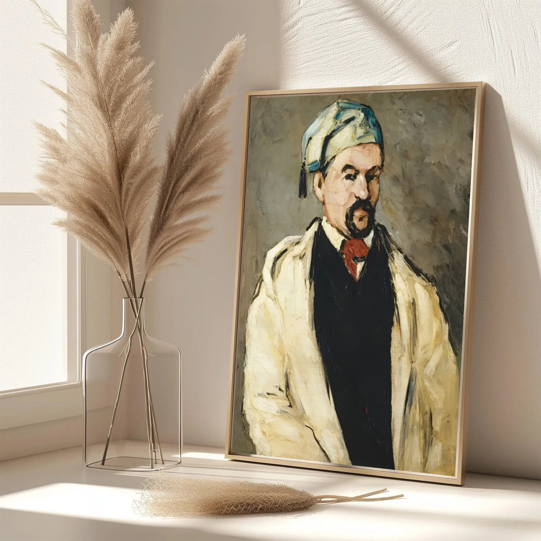 Elegant living room wall art print of Paul Cezanne The Artists Uncle Dominique 1866 displaying deep oil paint tones in Aix-en-Provence France. MapYourDreams features custom framed prints, unframed paper wall decor, and gallery canvas options for refined home wall layouts.