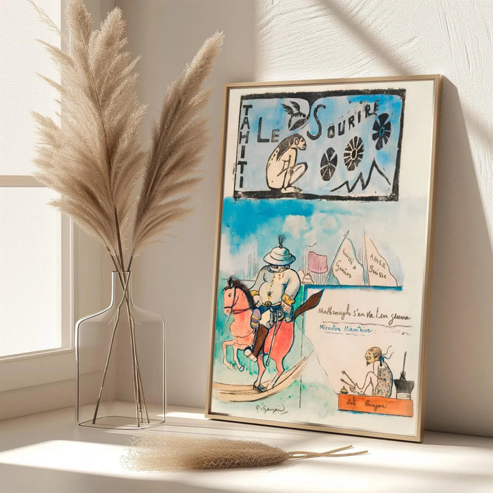 Elegant office wall art print of Paul Gauguin Caricatures Governor Gallet 1900 displaying delicate line drawing in Papeete, Tahiti, French Polynesia. MapYourDreams features custom framed prints, unframed paper wall decor, and gallery canvas options for refined home wall layouts.
