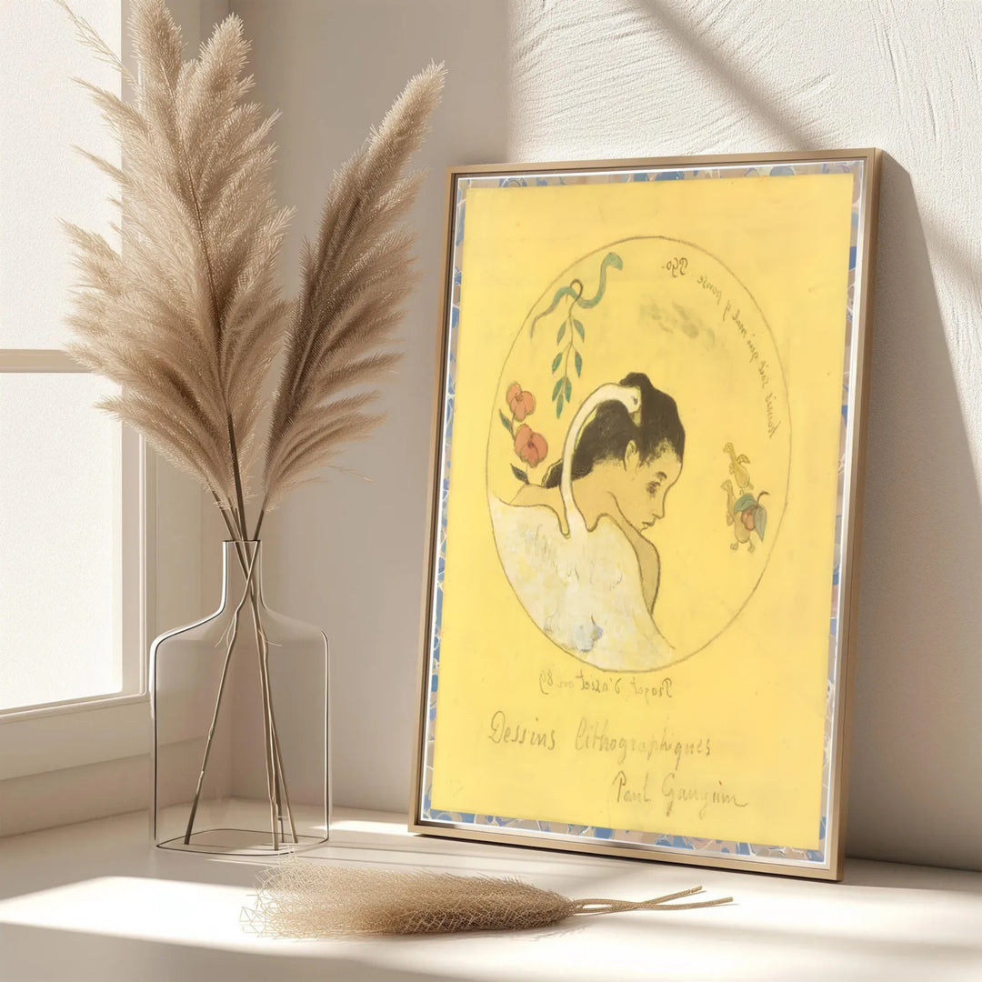 Elegant dining room wall art print of Paul Gauguin Design For A Plate 1889 displaying original Volpini suite art from Brittany, France. MapYourDreams features custom framed prints, unframed paper wall decor, and gallery canvas options for refined home wall layouts.
