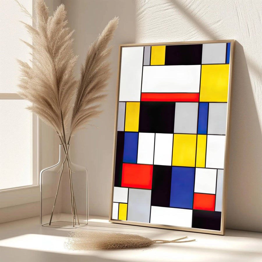 Bringing the sophisticated atmosphere of European galleries straight to your walls, this Piet Mondrian Composition A painting exemplifies the foundational genius of modern abstraction. MapYourDreams provides this art piece in flexible presentation styles, featuring classic unframed paper, bespoke frame selections, and gallery-wrapped canvas options.