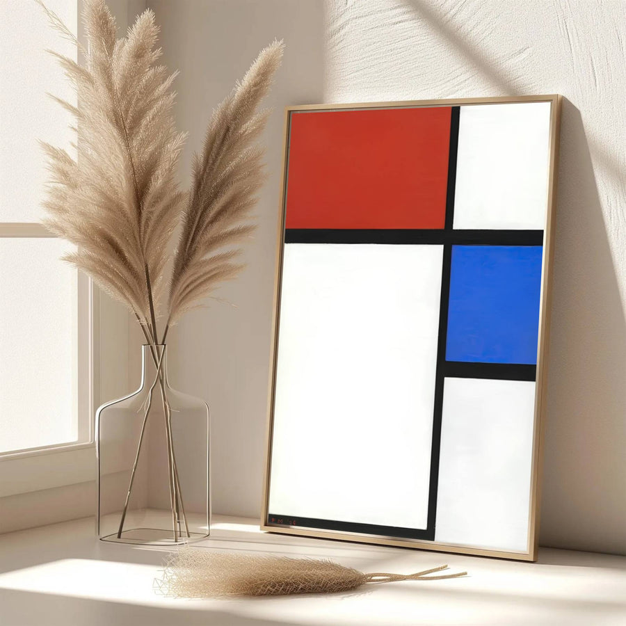 This evocative geometric composition by Piet Mondrian highlights rigorous vertical and horizontal grid lines radiating absolute balance and structural clarity within a clean pictorial field. Presented by MapYourDreams as an exquisite 1929 neoplasticism artwork, this abstract piece can be selected in numerous display configurations, ranging from sleek unframed paper prints to beautifully crafted frames and premium stretched canvas wraps for modern home styling.